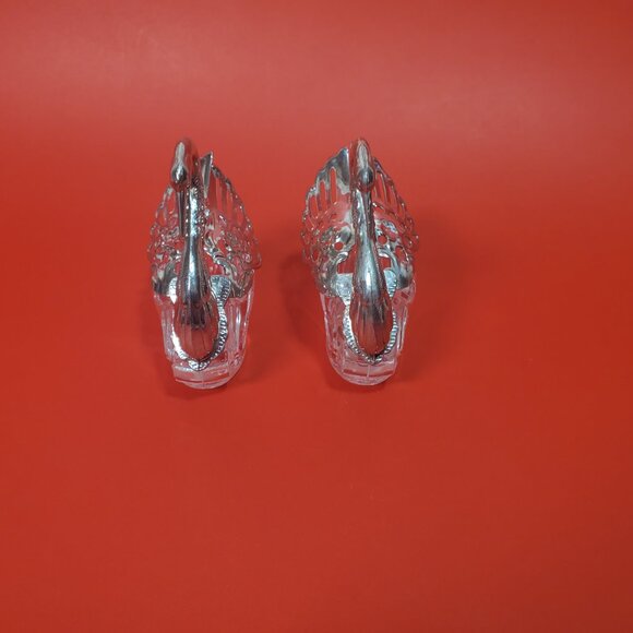 Vintage Glass Swan Salt Cellar Dishes Set of 2 - Picture 4 of 6